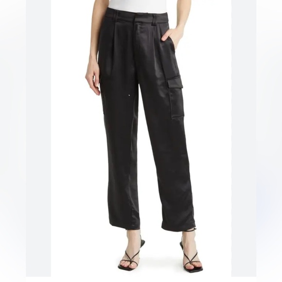 PAIGE Satin cargo pants Black Size 10 Dress Up Holiday Party - Picture 3 of 12